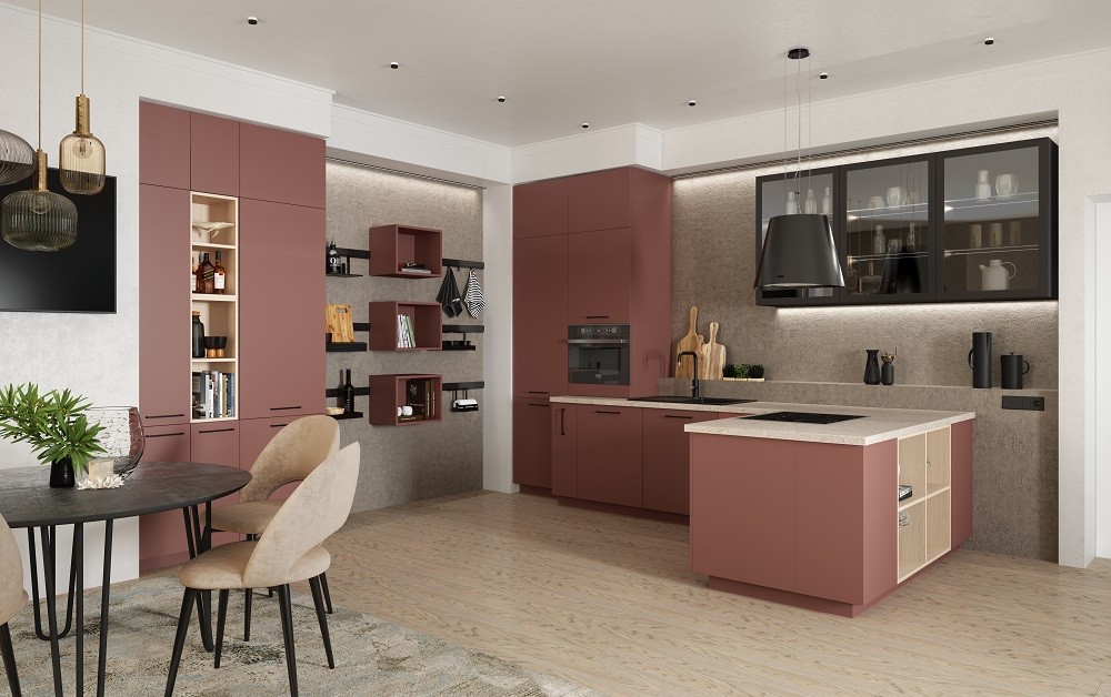 Кухня Уна с алюминиевой рамкой